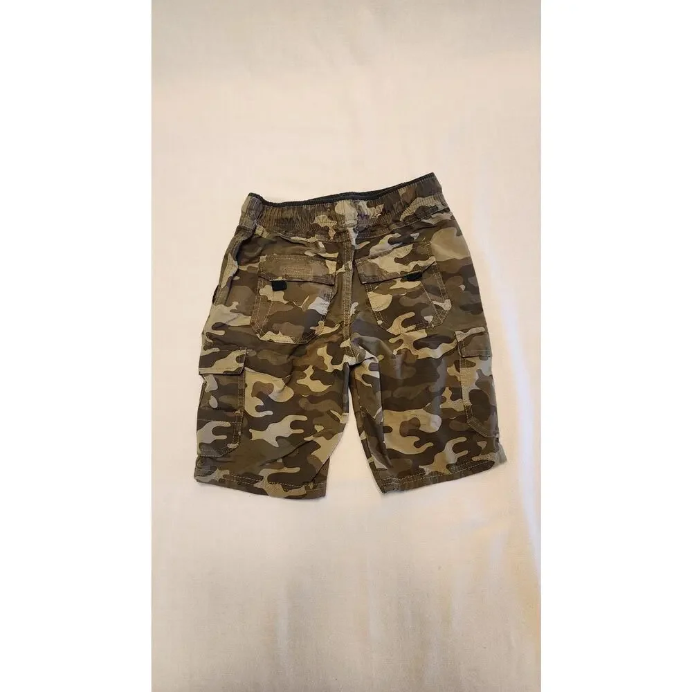 Boys Univibe Camo Pull-On Cargo Shorts Size Small Elastic Waistband Drawstring